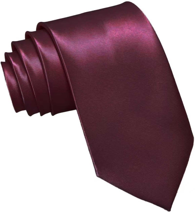 WOXVM Men's Ties Classic Solid Satin Tie Pure Color 3.15" Mens Necktie, Premium Formal Black Ties For Men Business & Wedding - Image 1